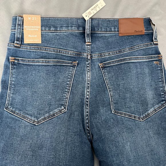MADEWELL HIGH-RISE SLIM STRAIGHT JEANS IN GLYNN WASH SIZE 27 - Picture 6 of 7